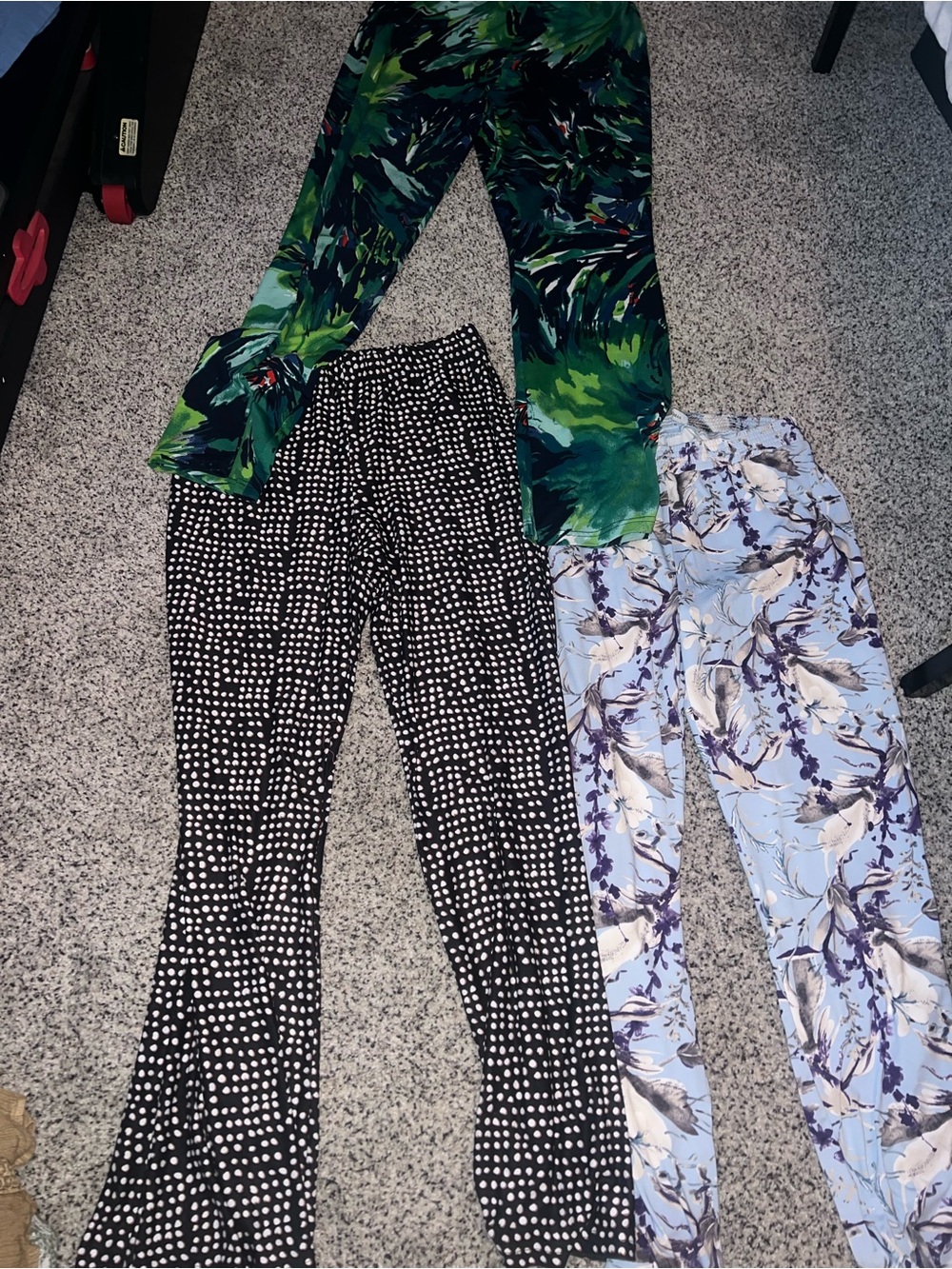 3 pack Printed Pull-On Pants - Green, Black/White Polka, Light Blue Floral